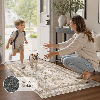cotiled 3x5 Area Rug for Living Room, Washable, Traditional, Beige - color: Beige, size: 3' x 5' (Rectangular)