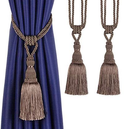 BEL AVENIR 2 Pack Curtain Tiebacks Tassel Drapery Tie-Backs Rope Holdbacks - color: Flaxen, size: 2 Pack