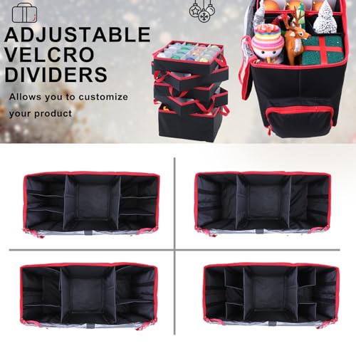 Large 2-in-1 Christmas Ornament Storage Box - High Capacity Storage, Easy Organization Protect Your Holiday Decorations (Black)