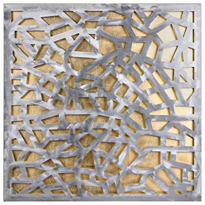 Empire Art Direct Gold Enigma Polished Steel Sculpture Abstract Wall Art with Gold Leaf,Ready to Hang,Living Room, Bedroom ＆ Office (PSL-19308-3232) - color: Gold Enigma, size: 32"L x 32"W