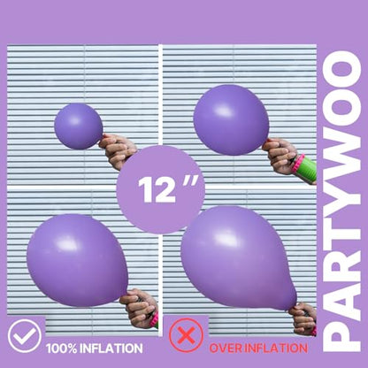 PartyWoo Purple Balloons 66pcs 12 Inch Light Purple Lilac Lavender Balloons - color: Purple-3318