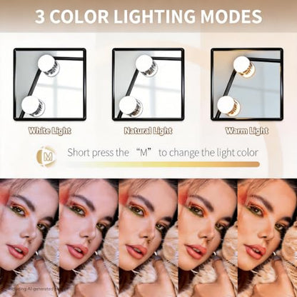 Makeup Vanity Mirror with Lights,10X, Black 17.12"x13.77" - color: Dark Black