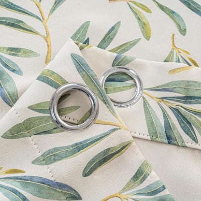 Green Botanical Leaf Blackout Curtains 54 Inch Length - color: Green Botanical Leaf, size: 52"W x 54"L (Pack of 2)