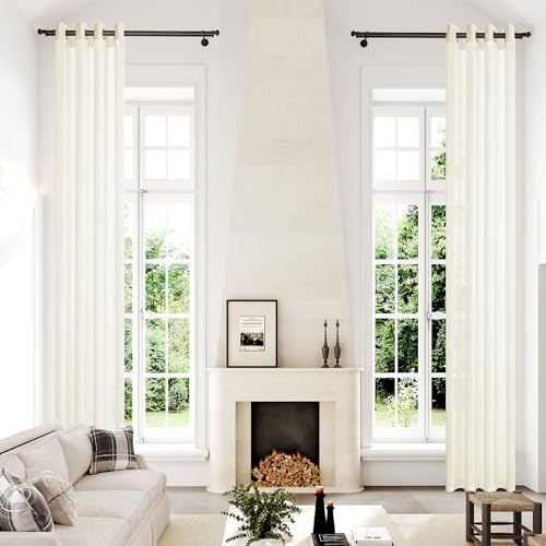 Extra Long Semi Sheer Curtains 17Ft, Grommet 2 Story Drapes Light Filtering Tall Windows Drapes for High Living Room 1 Panel 52x204 Ivory - color: Ivory, size: 52"W x 204"L (Pack of 1)