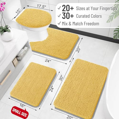 OLANLY Toilet Rugs U-Shaped 20x20, Soft Absorbent Chenille Contour Rugs - color: Yellow, size: 20" X 20" Contour Rug