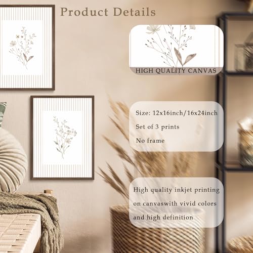Neutral Wildflower Wall Art, 16X24 Inch - size: 16"Wx24"H