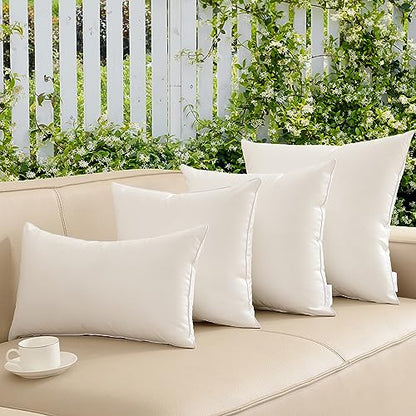 Oubonun Waterproof Outdoor Pillow Inserts 20 x 20 Set of 4, Square Pillows - size: 20 × 20(Pack of 4)