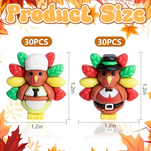 60 Pcs Thanksgiving Mini Turkey Figurines, Miniature Turkey Ornaments - color: Fall, size: 60 Pcs