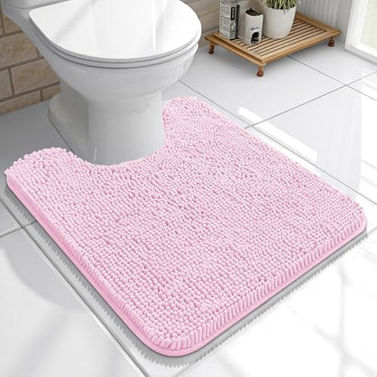OLANLY Toilet Rugs U-Shaped 20x20, Soft Absorbent Chenille Contour Rugs - color: Pink, size: 20" X 20" Contour Rug