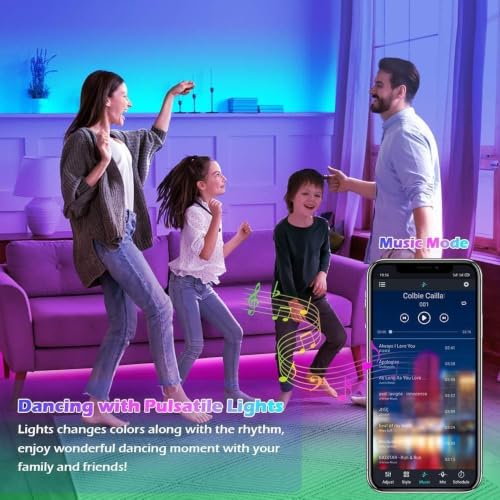65.6ft/20M Led Strip Lights, Long Smart Music Sync 5050 RGB Color Changing Light Strip Bluetooth APP/IR Remote/Switch Box Control Rope Lights LED Lights for Bedroom,Party,Home Decoration,Festival - size: 65.6FT
