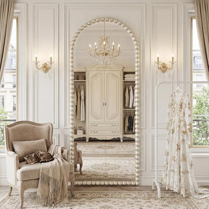 Antique Silver Full Length Mirror 71x28 in, Beaded Standing Mirror - color: Antique Silver