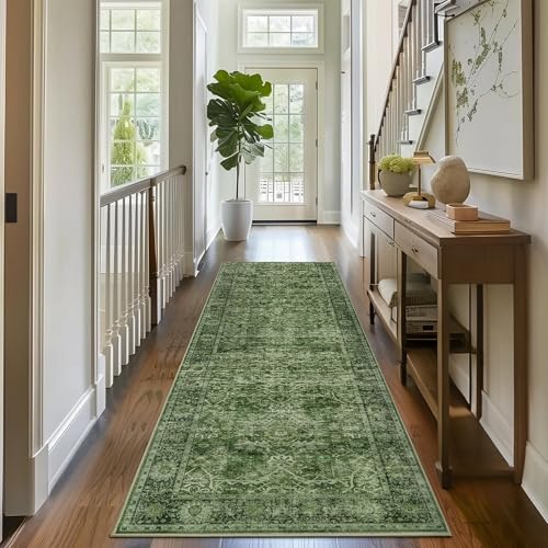 2x6 Green Runner Rugs for Hallway Kitchen Washable Kitchen Runner Rug - color: Green, size: 2'*6'(Runner)