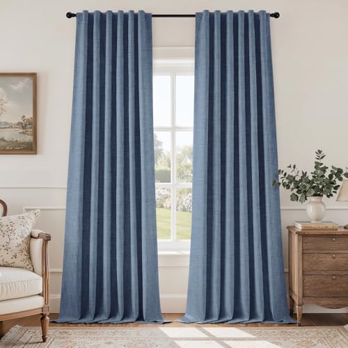 HOMEIDEAS 100% Blackout Stone Dusty Blue 100 % polyester Curtains 84''L 2 Panels - color: Stone Blue, size: 52"W x 84"L (Pack of 2)