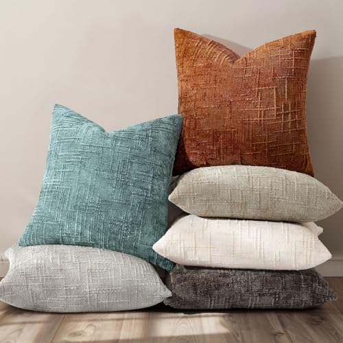 Pallene Cream White Textured Chenille Throw Pillow Covers 22x22 Set of 2 - color: Cream White, size: 22" x 22" (Pack of 2)
