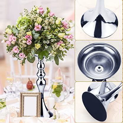 Sadnyy 16 Pcs Silver Metal Flower Vase, 15 Inch Wedding Table Centerpieces - color: Silver, size: 15 Inch