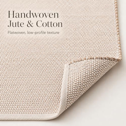 Jute Cotton Hand Woven Area Rug (9' x 12' Natural) - size: 9' x 12' (Rectangular)