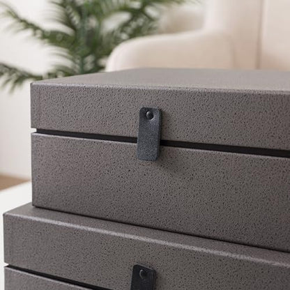 Soul & Lane - Decorative Storage Boxes with Lids, Set of 3, Graphite Grey