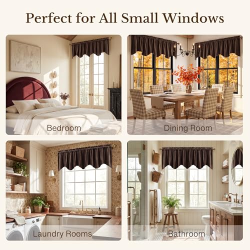 StangH Brown Valance for Windows 52x18 Inch, 1 Panel - color: Brown, size: 52"W x 18"L (Pack of 1)