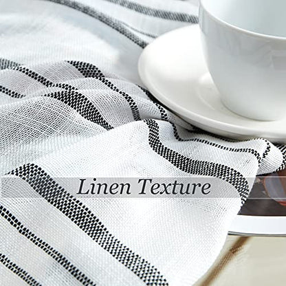 SXZJTEX Striped Cafe Kitchen Curtains Tiers 36 Inch Black White Linen - color: Black, size: 27"W x 36"L (Pack of 2)