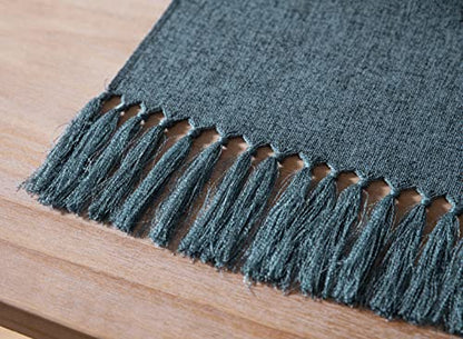 ZeeMart Blue Table Runners 48 Inches Long, Burlap Linen Style Rustic Farmhouse Table Runner, Small Short Boho Coffee Table Runner, 13x48 Inches, Blue - color: Classic Burlap/Blue, size: 48" x 13" (Rectangular)