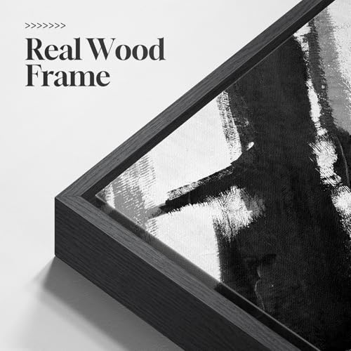 Large Framed Black and White Abstract Canvas Wall Art for Living Room - color: Brushstrokes, size: 24" W x 36" H x 3Pcs