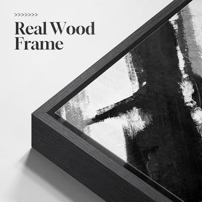 Large Framed Black and White Abstract Canvas Wall Art for Living Room - color: Brushstrokes, size: 24" W x 36" H x 3Pcs