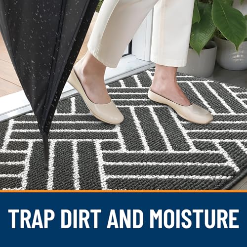 OLANLY Indoor Door Mat 32x20, Low-Profile Dirt Resistant Doormat, Charcoal - color: Charcoal, size: 32" X 20"