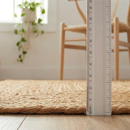 Hausattire Jute Braided Woven Kitchen Rug 2x3 Feet - Natural - color: Natural, size: 2'x3'