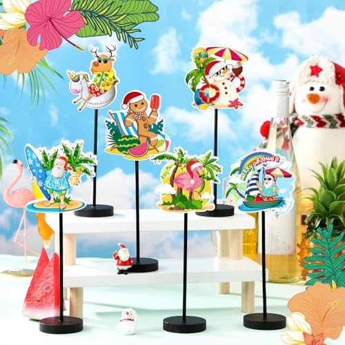DoubleFill 6 Pcs Christmas in July Decoration for Table Centerpieces - style: Christmas in July Hawaii