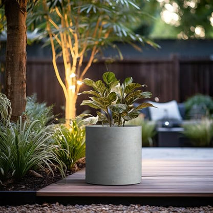 Kante Large Round Cylinder Pale Gray Concrete Planter 15.8" Tall, Outdoor - color: Natural Concrete, size: 15.7" Dia