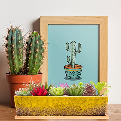 Succulent Pots - 12.1 Inch Large Succulent Planters Pots with Drainage Tray - color: Yellow