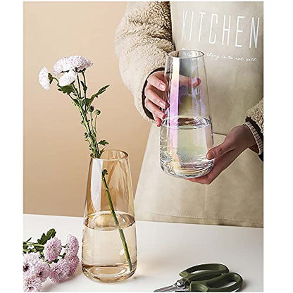 FANTESTICRYAN Modern Glass Vase, 8.7''H Decor Flower Vases, Crystal Amber - color: Crystal Amber