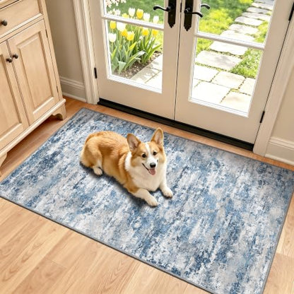 Entryway Runner Rug 2x4ft,Non Slip Carpet Runner,Ocean Blue - color: Abstract- Ocean Blue, size: 2' x 4' (Runner)