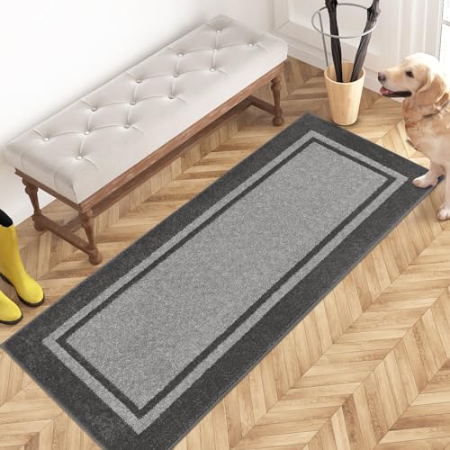 PURRUGS Hallway Runner Rug, 24" x 60", Light Grey & Dark Grey - color: Light Grey & Dark Grey, size: 24" X 60"