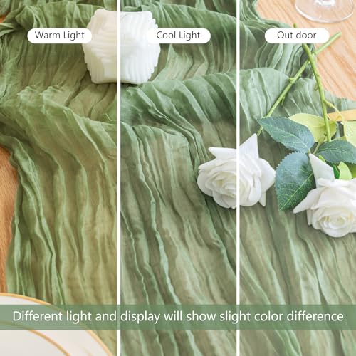 Cheesecloth Table Runner 10FT Sage Green Boho Gauze Rustic Sheer Runners - color: Sage Green, size: 1 Pack