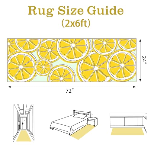 AooHHooA 2x6 Lemon Runner Rug, Washable Hallway Runner Rug, Yellow - color: Lemon-1, size: 2' x 6' (Runner)