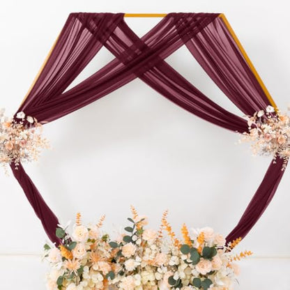 Sheer Gauze Wedding Arch Draping Fabric 29" x 20 FT 1 Panel Wine Red - color: Burgundy, size: 29"w x 240"l (Pack of 1)