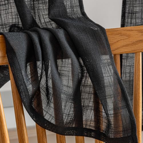 Beda Home Tassel Linen Textured Swag Curtain Valance, Black, 36 x 36 in - color: Black, size: 36"W x 36"L (Pack of 2)