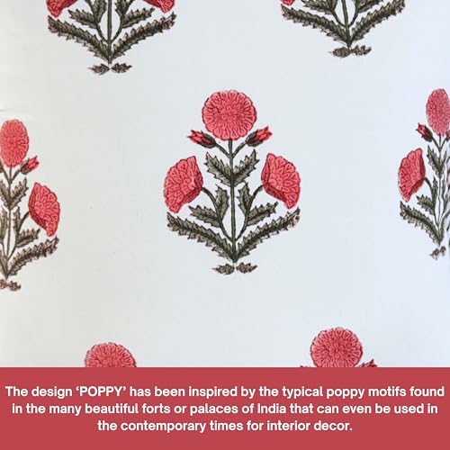 ATOSII Cotton Blockprint Throw Pillow Cover, Poppy, Set of 2, 24 X 24 - color: Poppy, size: 24" x 24" (Pack of 2)