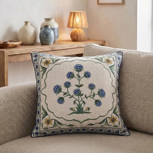 patdrea Designer Vintage Linen Throw Pillow Cover,18"x18",Set of 2-Ivar B - color: Ivar B, size: 18" x 18" (Pack of 2)