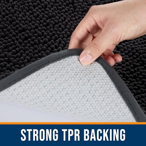 Chenille Bathroom Rug 32"x20" Soft Absorbent Quick Dry Rugs , Dark Gray - color: Dark Gray, size: 1'8" x 2'8" (Rectangular)