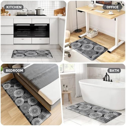 Kitchen Mat Water-Resistant Kitchen Rugs Cushioned Anti-Fatigue Floor Mat - color: Black, size: 60"L x 17.3"W x 0.5"Th