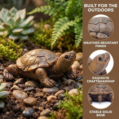 2-Pack Mini Turtle Figurines, Outdoor Resin Garden Statues