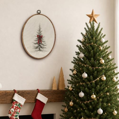 Yorhifa Vintage Coquette Bow Christmas Tree Framed Wall Art 8.5x11.5in - color: Coquette Bow