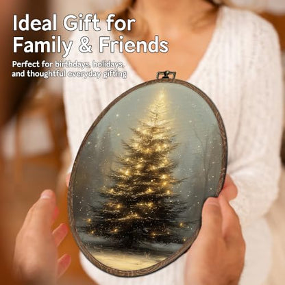 FLAWAFLOMA Christmas Tree Moody Oval Canvas Wall Art Decor 8.6x11.4 Inch - color: Christmas-16