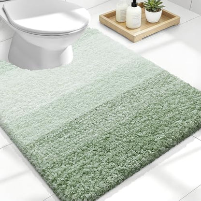 OLANLY Luxury Toilet Rugs U-Shaped 24x20, Soft Absorbent Microfiber Mat - color: Sage Green, size: 24" X 20" Contour Rug