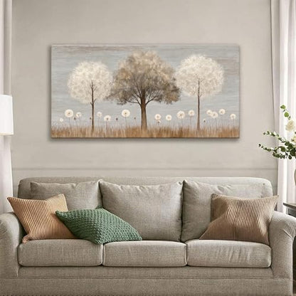 Grey Dandelion Wall Art Prints 20"x40" Tree Of Life Wall Art For Bedroom - color: IU1A, size: 40"L x 20"W