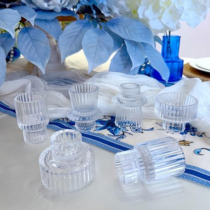 Glass Candlestick Holders, Taper Candle Holders, Set of 3, Clear - color: Clear, size: 3 PCS