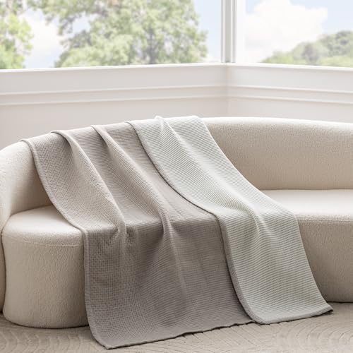Berkshire 3-Layer Throw, Ultra Soft Lightweight Blanket with Cotton-Like Feel, All-Season Cozy Bed Cover for Couch or Bed, Machine Washable (50" x 60", Curio Grey) - color: Curio Grey, size: Throw (50 in x 60 in)