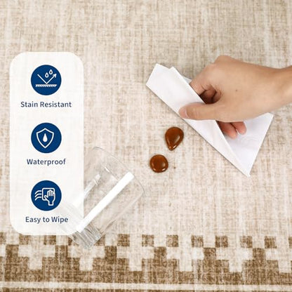 GarveeHome 10x13 Large Area Rug for Living Room Washable Low Pile Carpet - color: Beige, size: 10' x 13' (Rectangular)